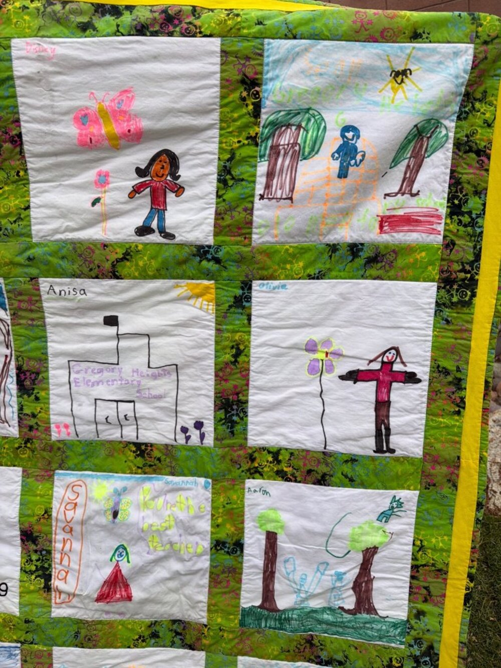 2002 Gregory Heights Elementary Burien WA 1st Grade Memory Throw Quilt 59 x 58 - Picture 6 of 13